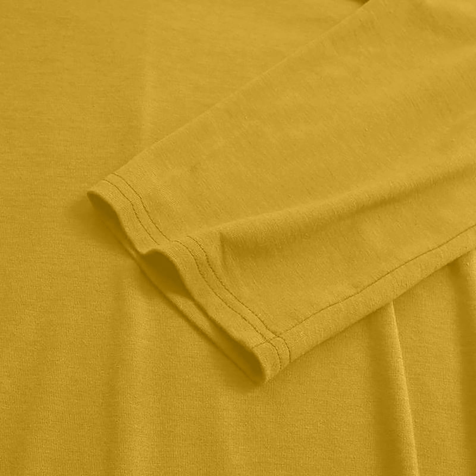 JGGSPWM Women's Long Sleeve Cotton Maxi Dress V Neck Side Pockets Casual Plus Size Daily Vacation Dresses Yellow 4XL