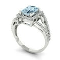 thumbnail image 2 of 1.935 ct Emerald Cut Natural Aquamarine with Simulated Diamond Halo Accents 18K White Gold Womens Engagement Ring, 2 of 5