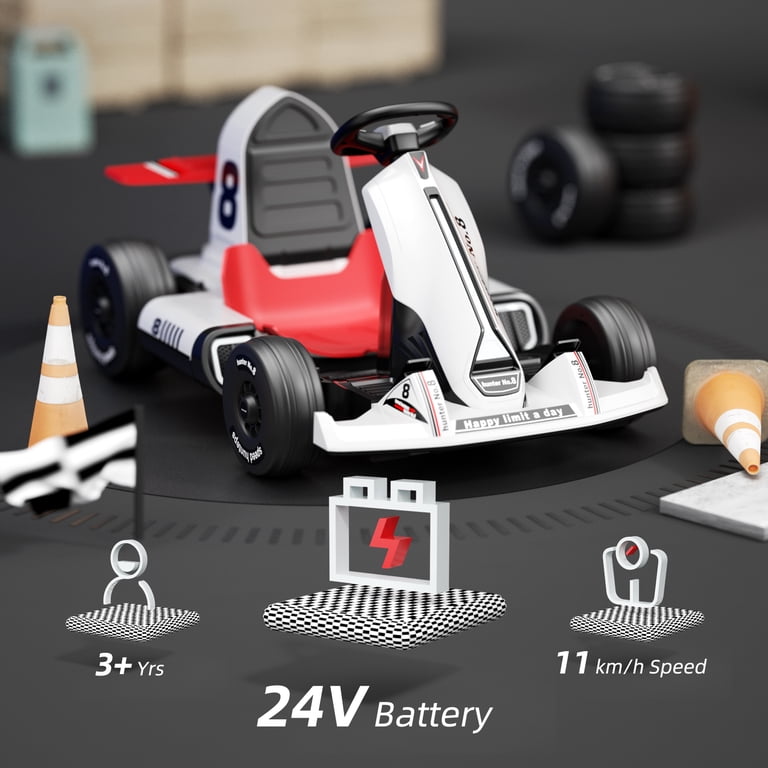 KORIMEFA 24V 7AH Electric Go Kart for Kids, Ride on Toys for 3+