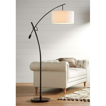 floor lamp bronze arched possini euro boom arc finish lamps living shade reading 1403 2000 bedroom office modern drum linen