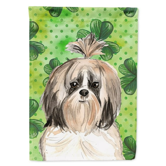 Carolines Treasures CK1789CHF Shamrocks Shih Tzu Flag Canvas House Size  Large multicolor