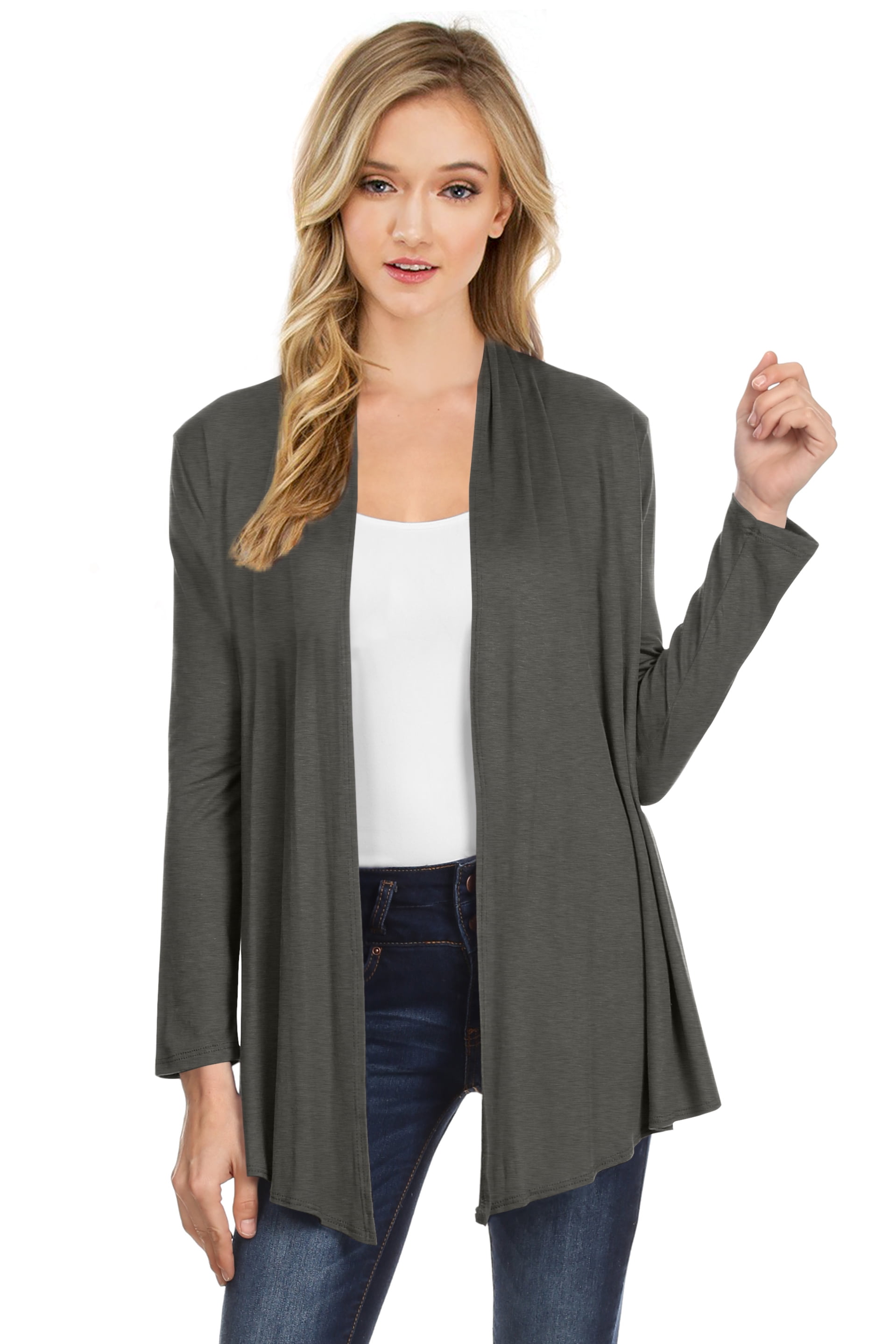 NYL Womens Long Sleeve Open Front Drape 