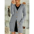 thumbnail image 5 of DOKOTOO Women's Gray Winter Cable Knit Cardigan Sweaters Open Front Long Sleeve Outwear with Pockets Size XX-Large US 18-20, 5 of 10