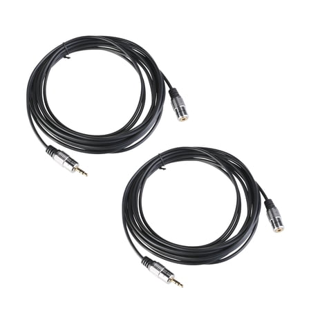 hongheyi 2Pc Aluminum Shell 3.5mm Male to Female Stereo Audio Cable Headphone Extension Cable (Black)