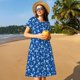 thumbnail image 4 of Fotbe Airplanes in the Sky Vestido Largo de Moda para Mujer, Vestido Tipo Camiseta con Manga Corta y Estilo Casual a Rayas y Bloques de Color, 4 of 6