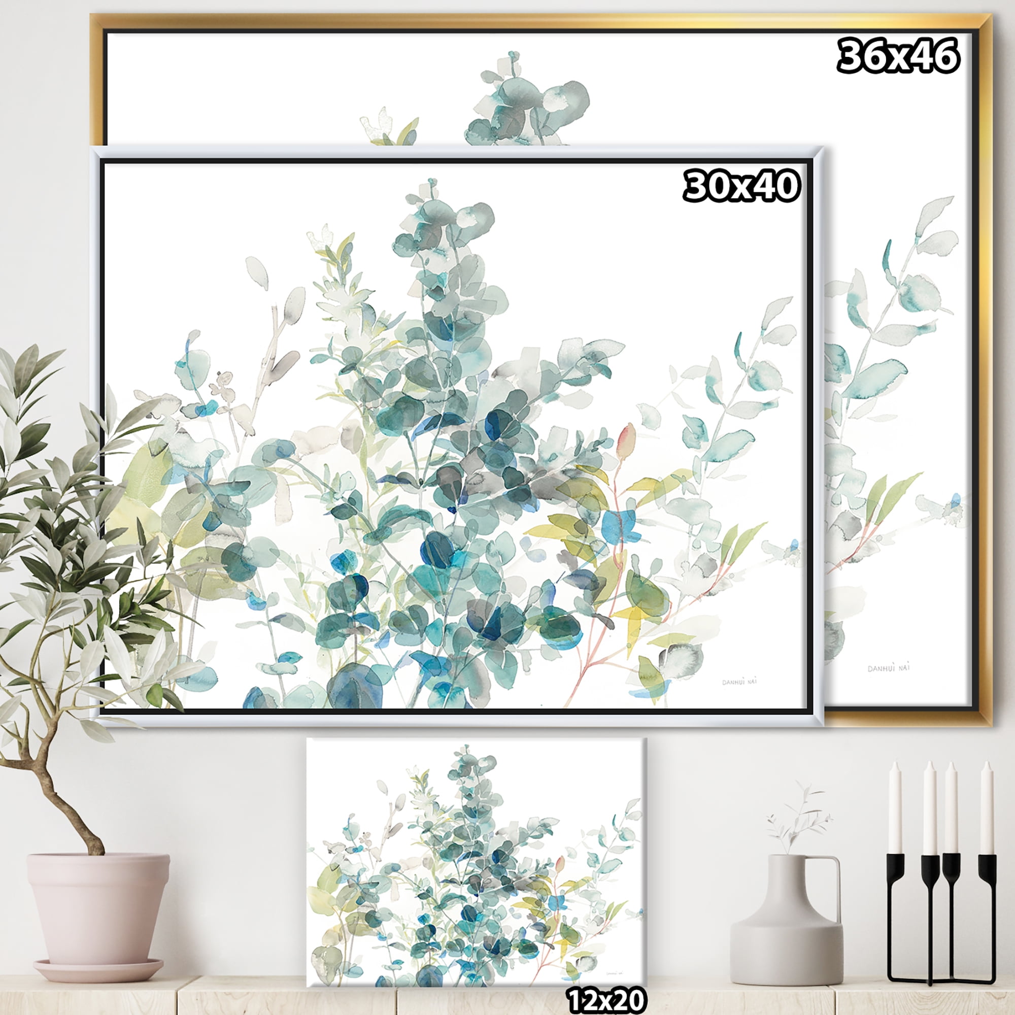 Designart ' Eucalyptus Natural Element ' Farmhouse Framed Canvas