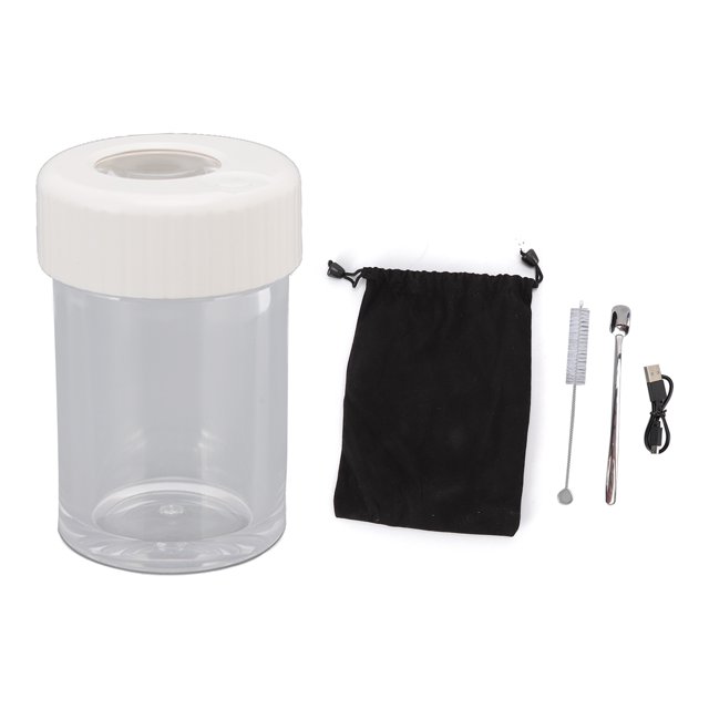 Magnifying Lighted Jars, Acrylic Shell Magnifying Jar USB Charging Port With LED Light For Travel White