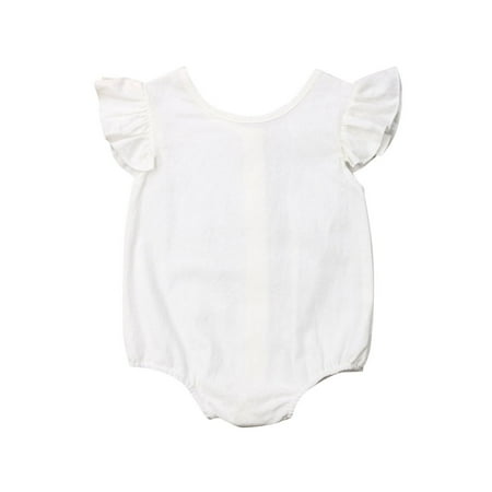 

Bmnmsl Baby Girl Flutter Sleeve Romper Bodysuit