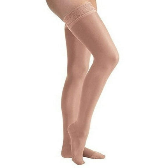 Ultrasheer 15-20 mmHg XL Suntan Thigh High Petite Silicone Lace Strip
