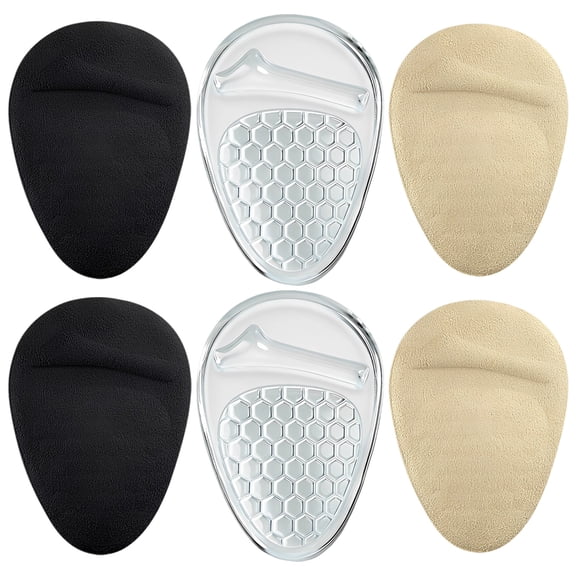 3 Pairs of GEL Honeycomb Forefoot Cushions, 0.31 in Thick Metatarsal Pads for High Heels, Soft Self-Adhesive Foot Comfort Support Pads, Non-Slip, Shock Absorbing Shoe Inserts for Women, 3.9 x 2.8 in