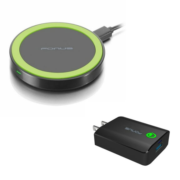 10W Fast Wireless Charger Charging Ultra Compact Pad w 18W Adaptive Fast USB Home Wall Travel Charger Compact R5Q for LG G7 ThinQ - Motorola Droid Turbo, Google Nexus 6, 2 Mini MAXX - Nokia 8