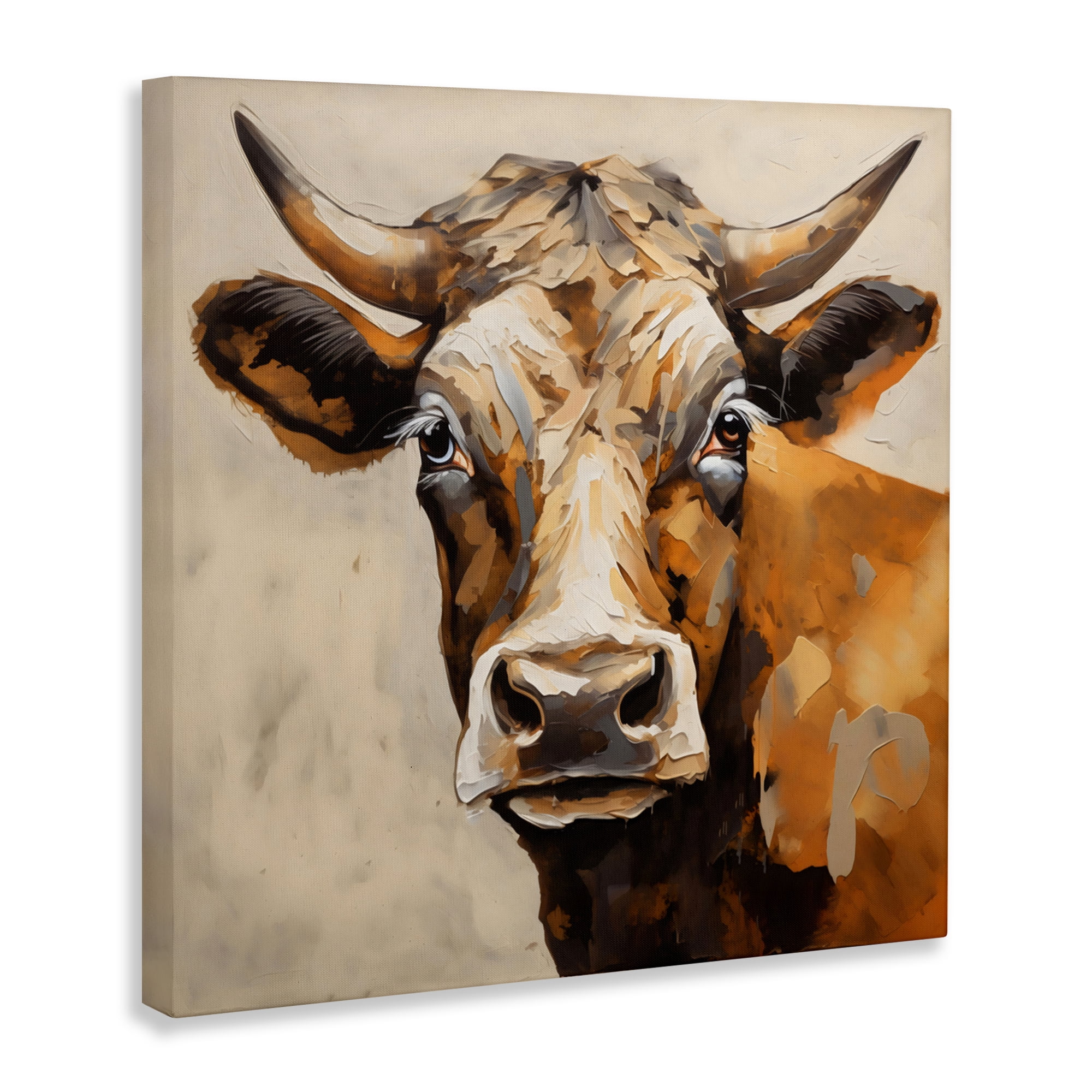 Stupell Industries Beautiful Brown Bovine Canvas Wall Art, design by Creative Studio