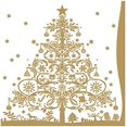 thumbnail image 1 of Collection de Serviettes de Table de Noël Taille Cocktail Arbre de Noël Or - 20 Unités, 1 of 2