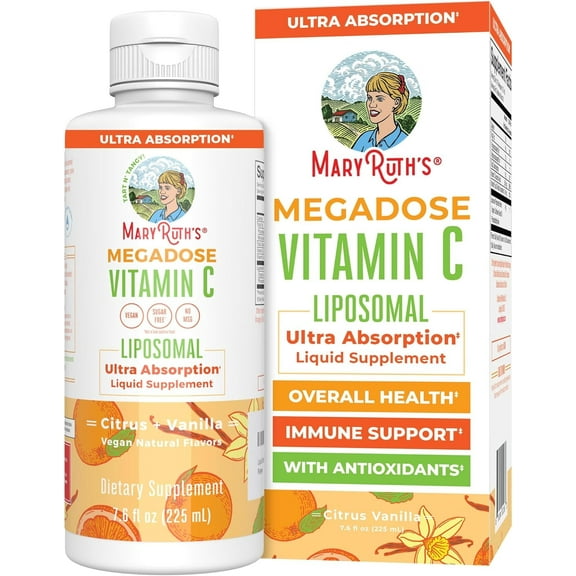 MaryRuth's Vitamin C Liposomal Liquid Supplement, 500mg, Vegan, Non-GMO, Sugar-Free, Skin Health