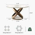 thumbnail image 6 of 51" Modern Luxury Round Dining Table for 4, Glossy Pandora Sintered Stone Round Table, Bronze X Carbon Steel Base, 6 of 8