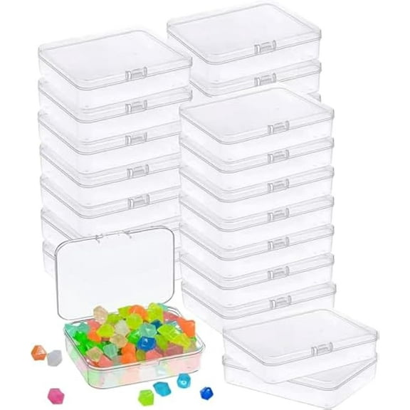 Bead Organizer Box, 12 Pcs Bead Storage Containers, Mini Plastic Rectangle Storage Boxes with Hinged Lids for Beads Rhinestones Jewelry Seeds Crafts Small Items