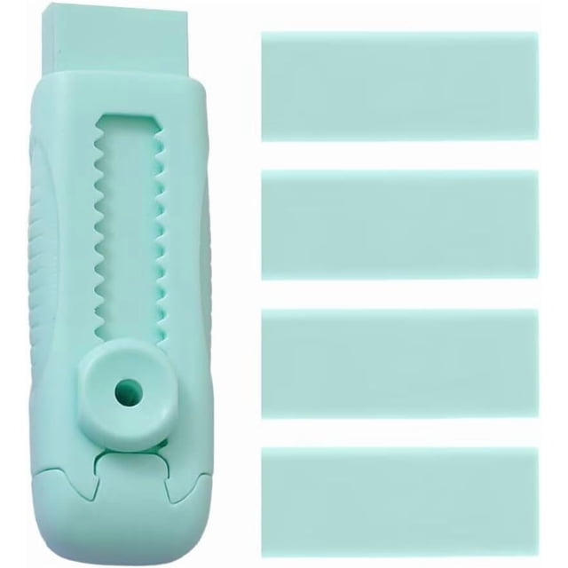 Soft Pink Erasers 4 1 Set, Sliding Retractable Eraser with 4 Refill Eraser for Precise Pencil Mark Removal,Green