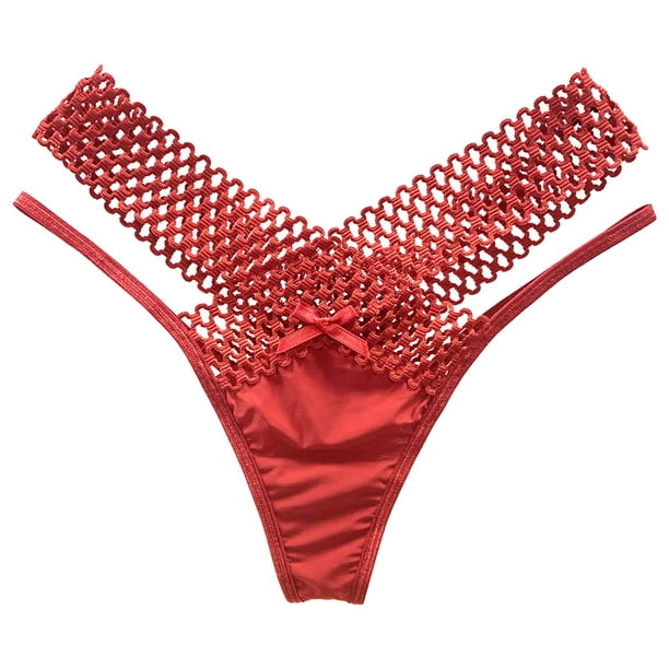 nsendm Female Underpants Adult Athletic Underwear Women Thong Womens Sexy  Panties Ice Silk Low Waist Ultra Thin See Through Womens Cute  Underwear(Red