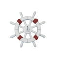 thumbnail image 1 of Handcrafted Model Ships SW-12-102-sailboat 12 in. Rustic White Decorative Ship Wheel with Red Rope & sailboat, 1 of 1