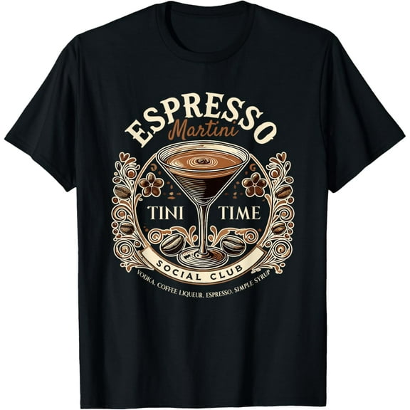 Espresso Martini Social Club Cocktail Retro Drinking T-Shirt