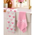 thumbnail image 2 of Valentine Day Kitchen Towels Set of 2 - Flour Sack Tea Towels with Hanging Loop 18x26 Inch Home Sweet Home Hand Dish Cloths Pink Hearts Absorbent Reusable Dishcloths Cute Valentine Decor, 2 of 6