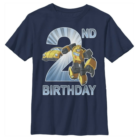 Boy's Transformers Bumblebee 2nd Birthday Graphic Tee Navy Blue X Small