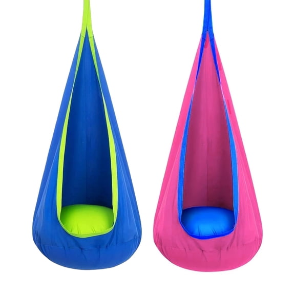 Vyrelis Kids Pod Swing Hanging Seat Child Hammock Chair with Inflatable Pillow,Sensory Swing Chair for Outdoor and Indoor, Max 176 Lbs(Blue)