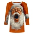 thumbnail image 5 of LEKWK Christmas 3/4 Sleeve Shirts for Women Funny Holiday Xmas Graphic Tops Crew Neck Going Out T Shirt Fashion Family Party Outfits, 5 of 5