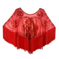 thumbnail image 2 of MSJUHEG Cape,Shawl Wraps,Warm Shawl Wraps,Shoulder Cape,Ponchos,Fashionable Mesh Sequined Tassel Gown Shawl Elegant Beaded Smock Cape Red One Size, 2 of 3
