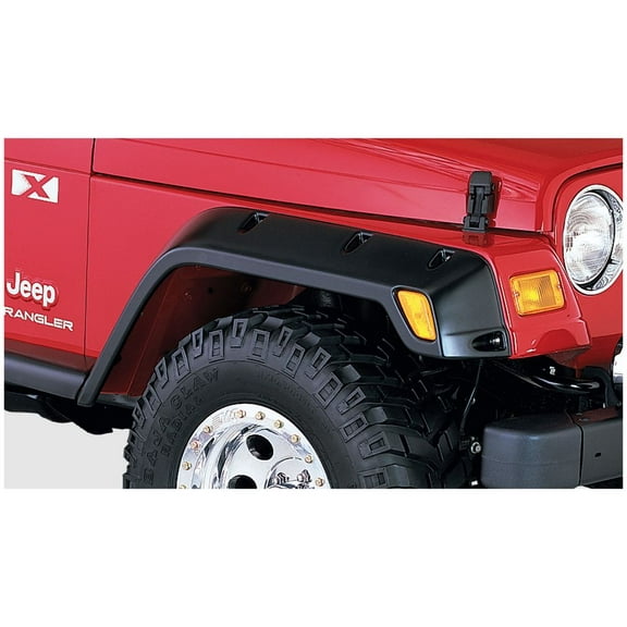 Bushwacker by RealTruck Pocket/Rivet Style Front Fender Flares | 2-Piece Set, Black, Smooth Finish | 10043-07 | Compatible with 1997-2006 Jeep Wrangler TJ