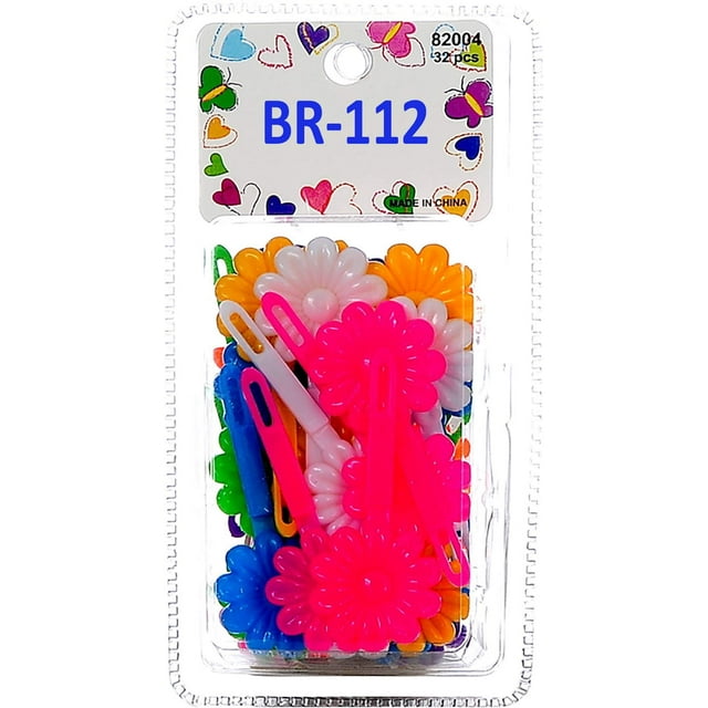 Selección de pasadores para el cabello con diseño Mulit de plástico con bisagra automática súper lindo de Tara Girls. 18 piezas N. Girasol (mezcla azul). Tamaño de la flor 1,25 pulgadas * 1,25 pulgada