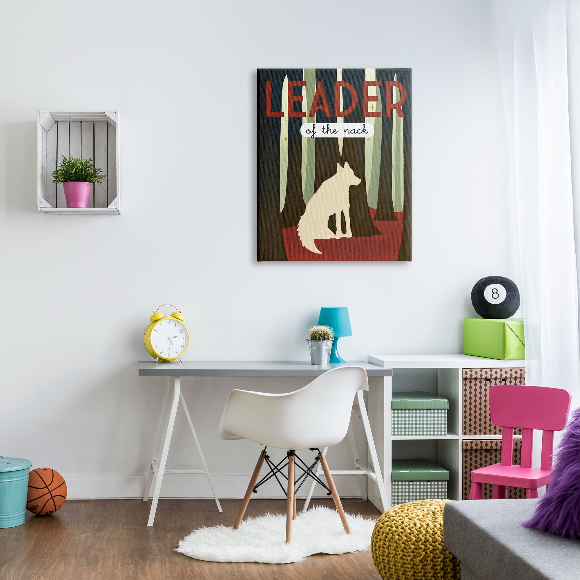 Stupell Industries Leader Of The Pack Wolf Woodland Trees Rustic Kids,30 x 40, Design by Daphne Polselli