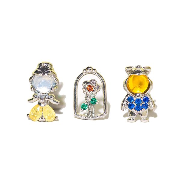 Juego De 3 Pendientes De Princesa Disney Beauty and the Beast Earring Set Belle Rose Joyería