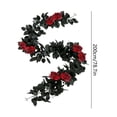 thumbnail image 3 of Halloween Black Rose Garland 78.7 In Gothic Artificial Vine with Red Roses and Berries Spooky Season Mantel Door Decor for Home Party, 3 of 7