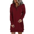 thumbnail image 2 of hoksml Dresses For Women 2023 And Winter Long Sleeve Dress For Women Hooded Solid Casual Dress Clearance, 2 of 5