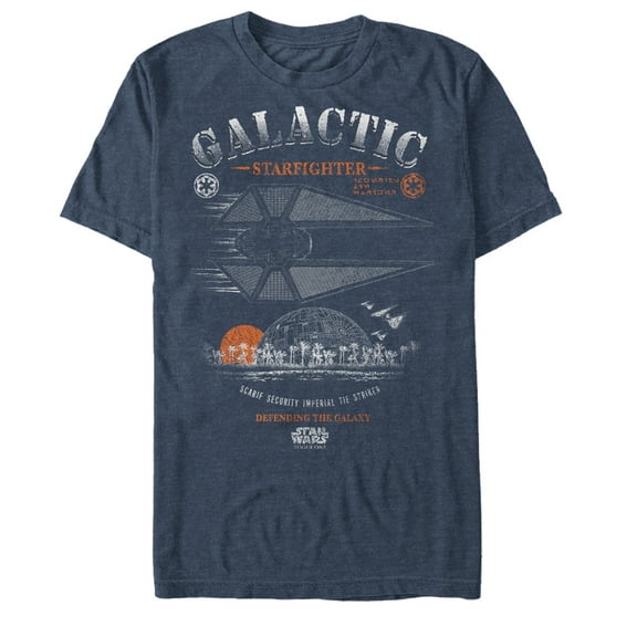 Men's Star Wars Rogue One Galactic Starfighter Death Star  Graphic Tee Navy Blue Heather 2X Large