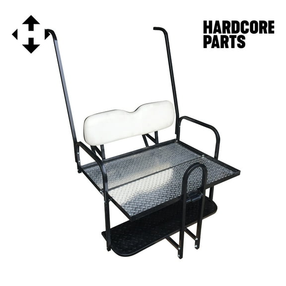 Hardcore Parts Rear Flip Seat For YAMAHA G14/G16/G19/G22 Model Golf Cart (White Cushion w/t Grab Bar Attachment)