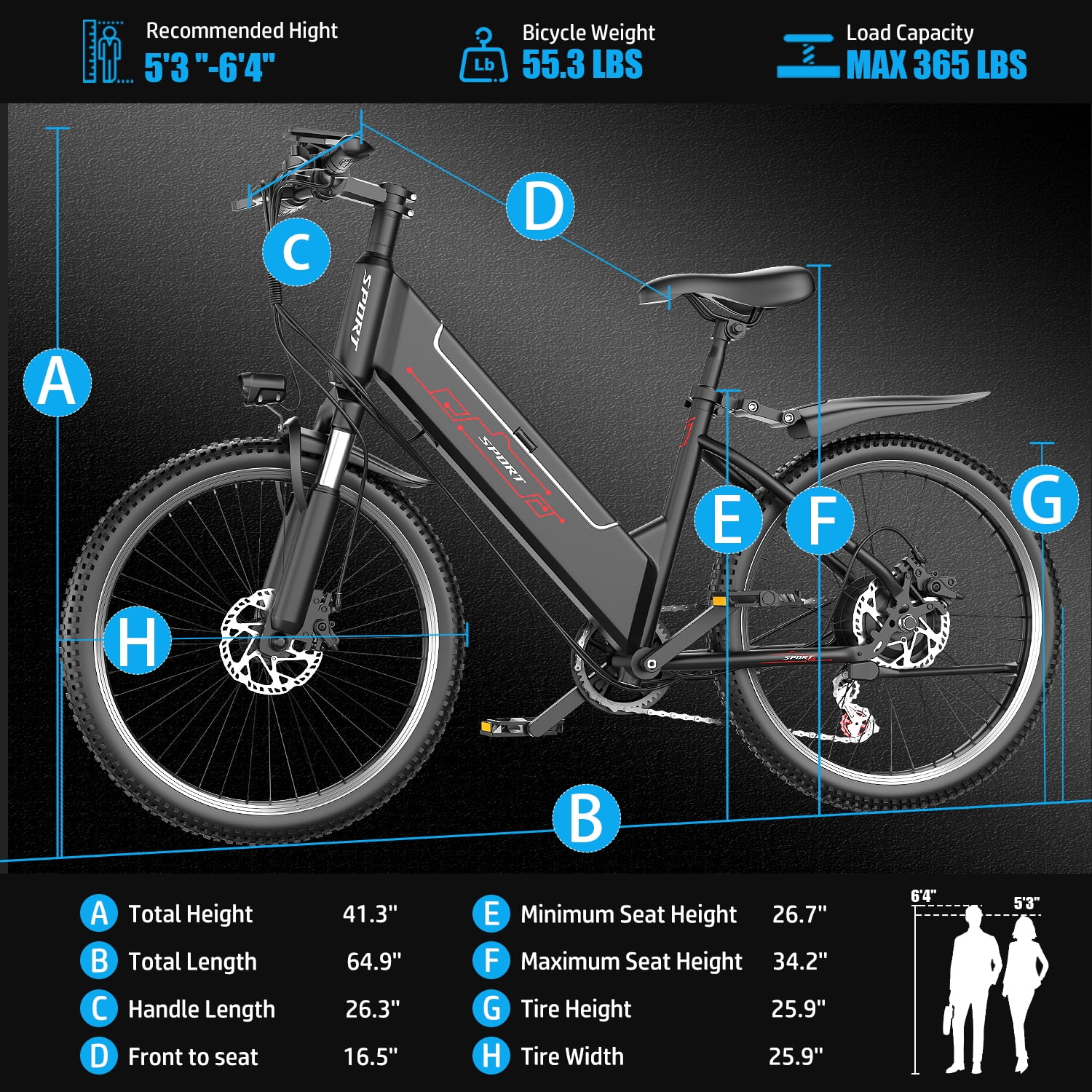 AZHAR Electric Bike for Adults, 26" Electric Mountain Bike, 750W Power Motor, Up to 20 MPH 45 Miles, Electric Bicycle with 48V 10AH Removable Battery, UL 2849