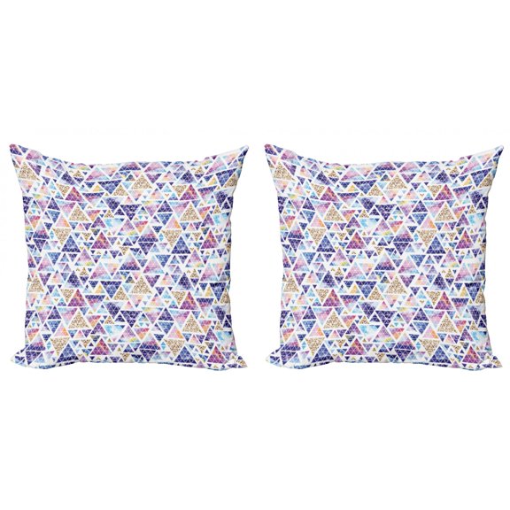 Ambesonne Geometric Throw Pillow Cover 2 Pack, Triangular Space Art, 18", Multicolor