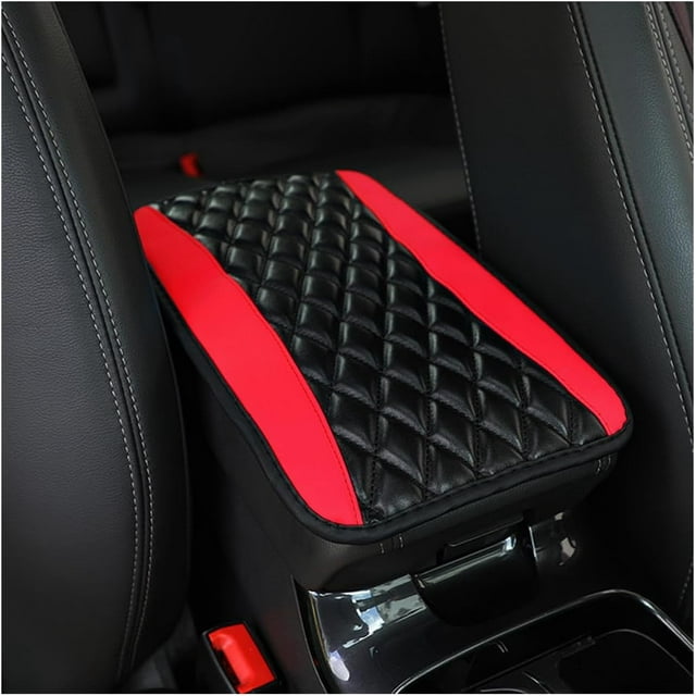 Yazoeia Car Center Console Cushion Pad, Universal Leather Waterproof Armrest Seat Box Protector, Auto Memory Foam Armrest Cover, Vehicle Decor Accessories for Most Cars (Red) CJC912-115576