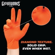 GLOVEWORKS Heavy Duty Orange Gloves for Mechanics, Auto, Nitrile, L, 100 Count