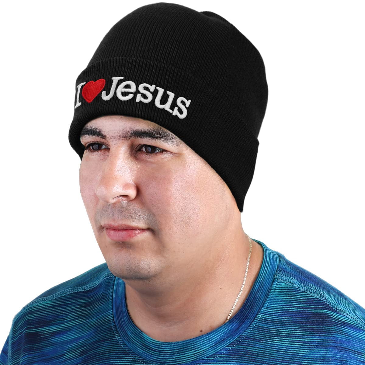 12-Pack I Love Jesus Beanie Hat Ski Cap Plain Solid Color Warm Great for Winter (12 Assorted Color)
