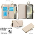 thumbnail image 3 of Crossbody Wallet Case for Samsung Galaxy A14 5G RFID Blocking Card Slots, PU Leather Wristband Strap Zipper Pocket Phone Case with Stand Secure Ring Buckle for Samsung Galaxy A14 5G, White, 3 of 7
