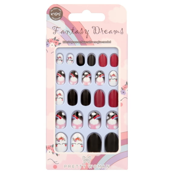 Pretty Woman Kids Manicure Press on Nail Kit, Stiletto, Fantasy Dreams, 24pcs
