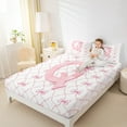 thumbnail image 4 of Manfei Monogrammed Q Bed Sheets Twin,Ribbon Bowknot Bedding Twin Size,Pink White Sheet Set Twin,Microfiber Room Decorative,3pcs, 4 of 7