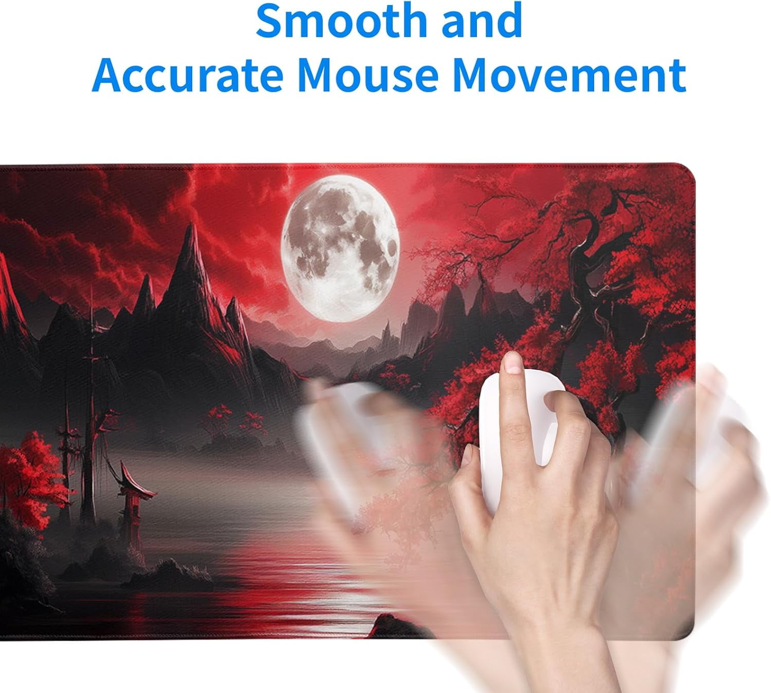 Darkness Red Moon Desk Mat - Large Gaming Mouse Pad, Non-Slip Computer Mat - for Teenagers, Boyfriends & Girlfriends - Perfect for E-Sports, Office & Gaming - Ideal Gift for Gamers