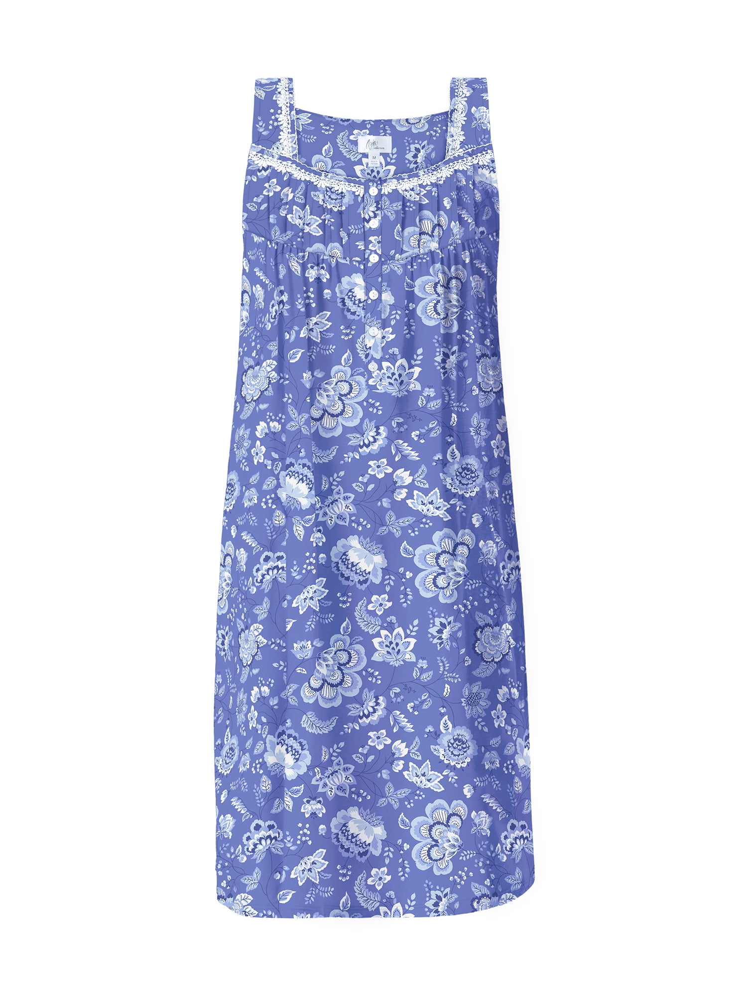 Aria Women's 100% Cotton Sleeveless 40" Nightgown, Sizes XS-5X