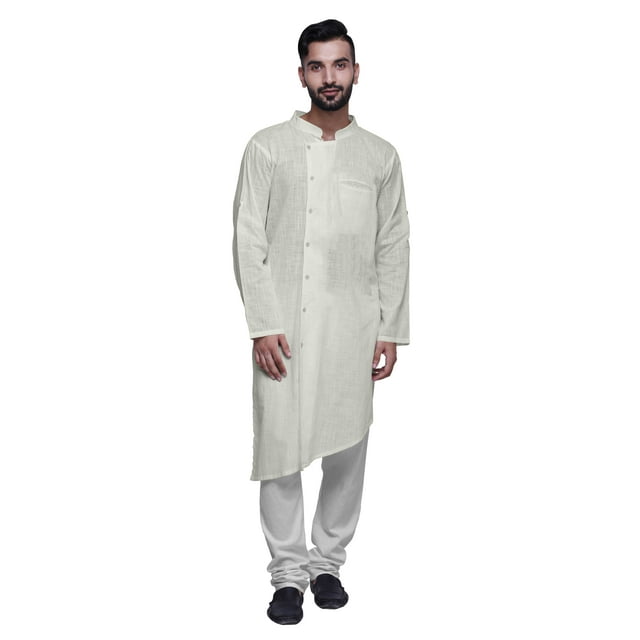 Atasi Solid Kurta Pajama For Men Asymmetric Style Casual Summer Clothing