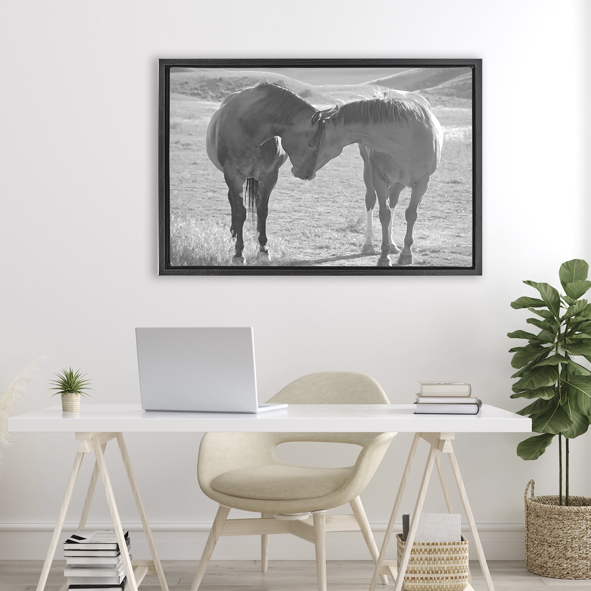 Stupell Industries Sweet Nothings Bond Between Horses Black Framed Floater Canvas Wall Art, design by Steve Toole