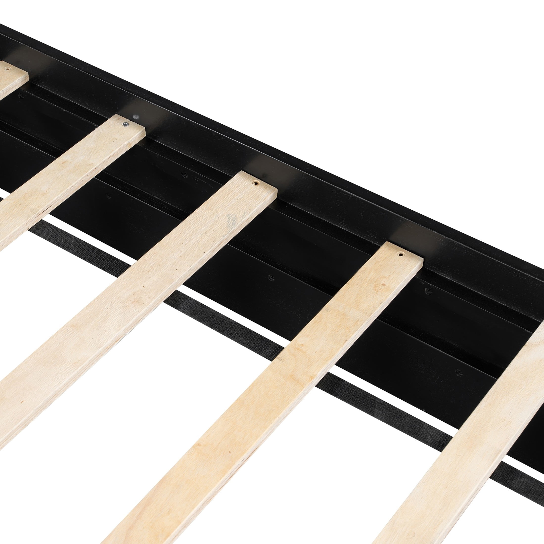 Christopher Knight Home King Platform Bed Frame with Wood Slat Support, Low Profile Design, Black